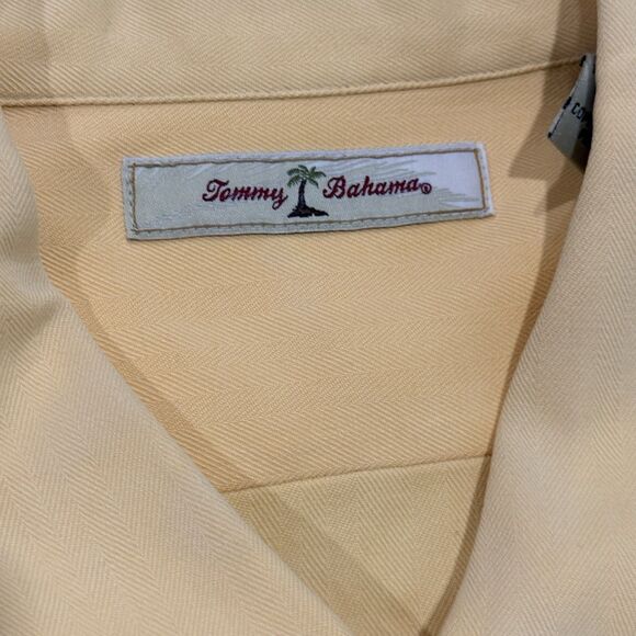 Tommy Bahama Men’s XL 100% Silk Yellow “Lost & Swingin In Paradise” Relaxed Camp - Picture 8 of 9